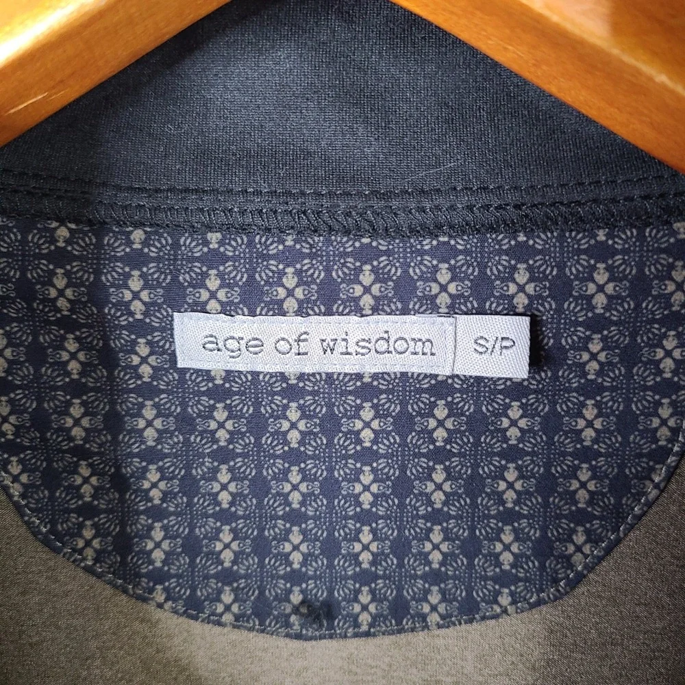 Age of Wisdom Pullover Mens S Brown Quarter‎ 1/4 Zip Sweater Lightweight Stretch